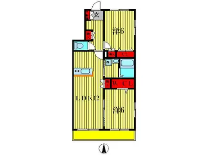 ひだまり荘(2LDK/1階)の間取り写真