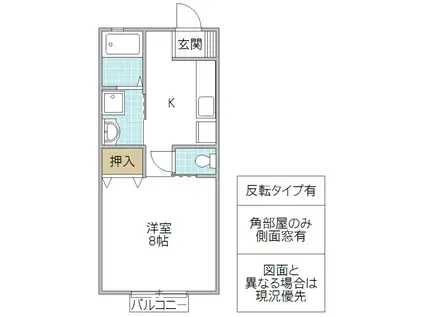 米田コーポB棟(1K/2階)の間取り写真