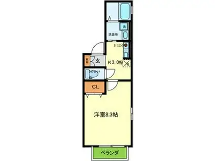 メモリーコートMISA(1K/2階)の間取り写真