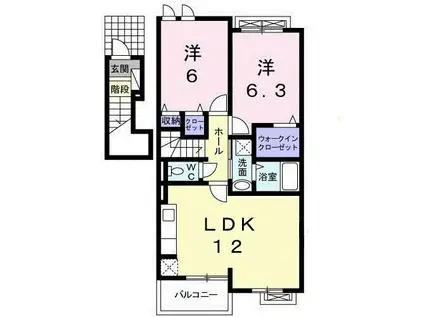 イルマ-レ B(2LDK/2階)の間取り写真