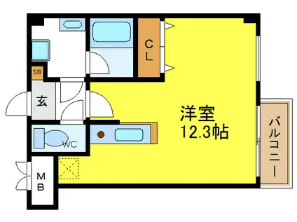 ケイフォーシーズン(ワンルーム/1階)の間取り写真