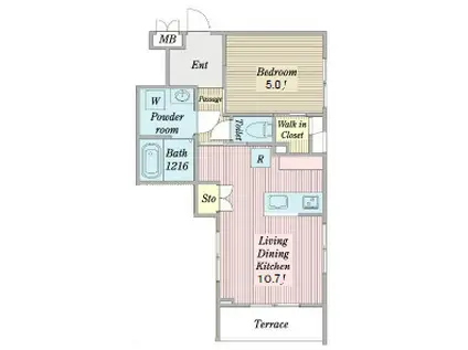 プエンテリア岡崎(1LDK/1階)の間取り写真