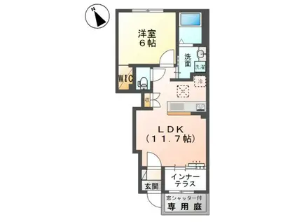 メゾン・フレグランス(1LDK/1階)の間取り写真