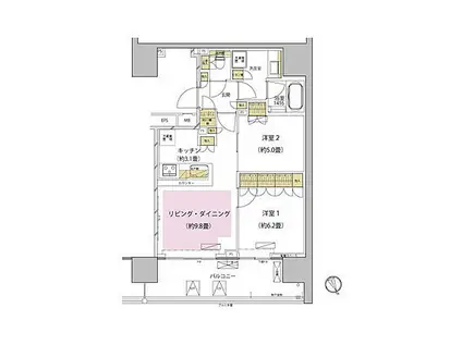 ザ・パークハウス渋谷美竹(2LDK/3階)の間取り写真