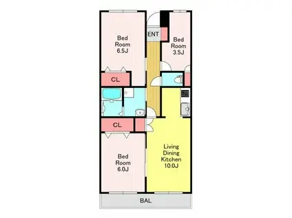 グランドゥールII蕨NAGAI(3LDK/3階)の間取り写真