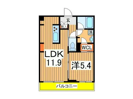 メゾン ド フィーユ(1LDK/1階)の間取り写真