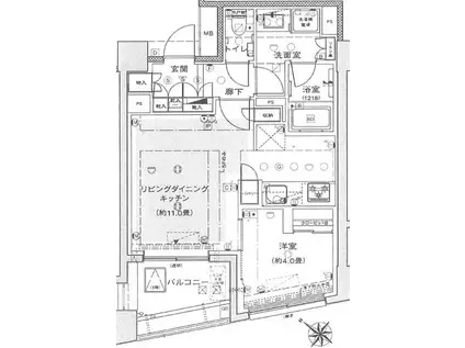 グローリオ文京茗荷谷(1LDK/2階)の間取り写真
