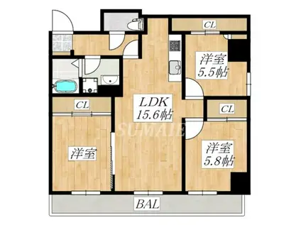 KENEDIX 北赤羽(3LDK/3階)の間取り写真