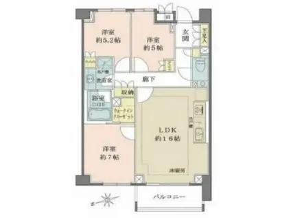 パークハウス市谷仲之町(3LDK/3階)の間取り写真