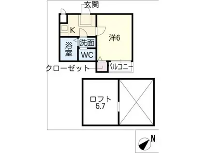 エテルノ(1K/1階)の間取り写真