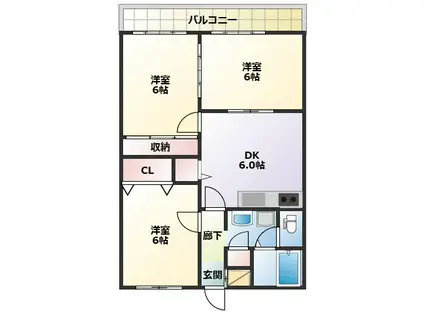 井原マンションIII(3DK/3階)の間取り写真