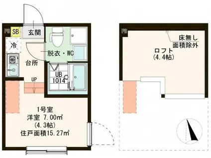 ミアンジェプレミア(ワンルーム/2階)の間取り写真