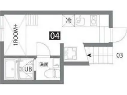 カラスヤマテラスN(ワンルーム/1階)の間取り写真
