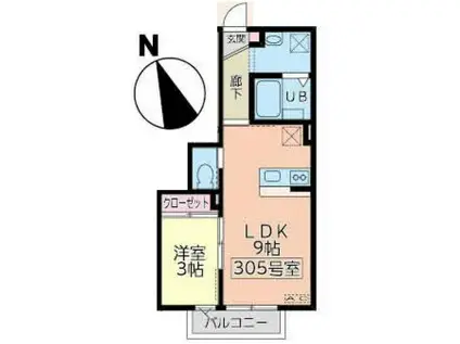 ANYRE高砂駅東II(1LDK/3階)の間取り写真