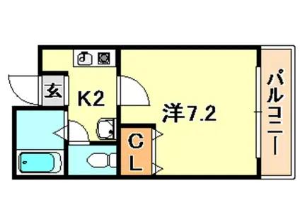 荒田ミヤビハイツ(1K/2階)の間取り写真