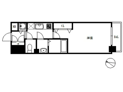 ラグゼ神戸ウエスト(1K/1階)の間取り写真
