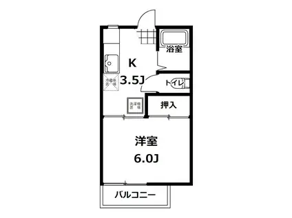 チェリーハイツ A棟(1K/1階)の間取り写真