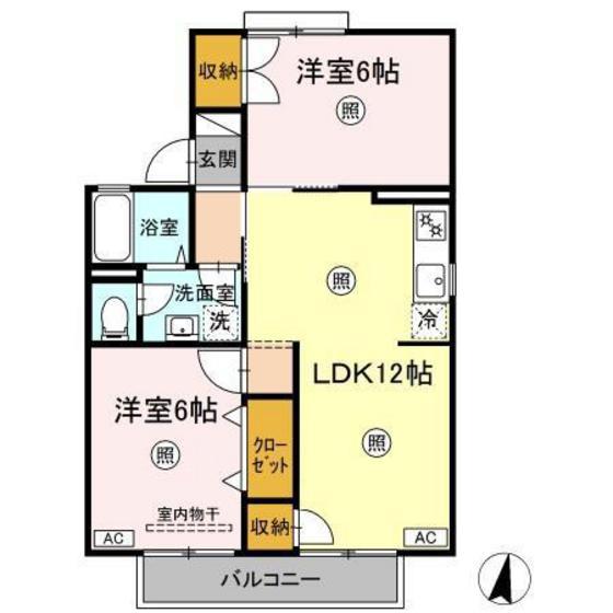 アネックス遠藤 A棟(2LDK/2階)の間取り写真