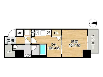 モンリベルテ箕面(1DK/5階)の間取り写真