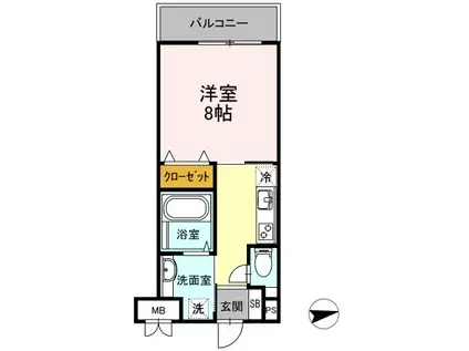 フォレスト浜田山(1K/1階)の間取り写真