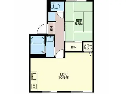 ユートピアレジデンス(1LDK/1階)の間取り写真