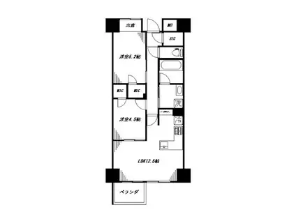 オープンレジデンシア中野坂上(2LDK/2階)の間取り写真