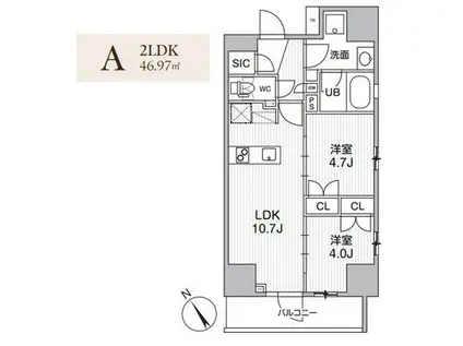 GRAND-AILES西日暮里ノース(2LDK/2階)の間取り写真