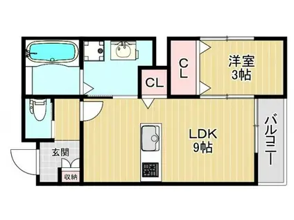QHOUSE桑原(1LDK/1階)の間取り写真
