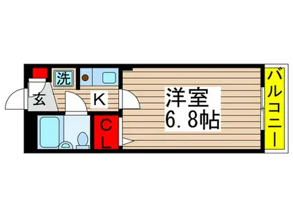 DEN勝田台(1K/3階)の間取り写真