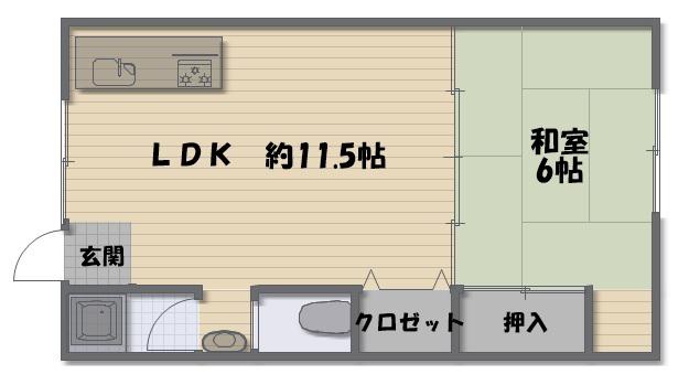 マンションみのり(1LDK/3階)の間取り写真