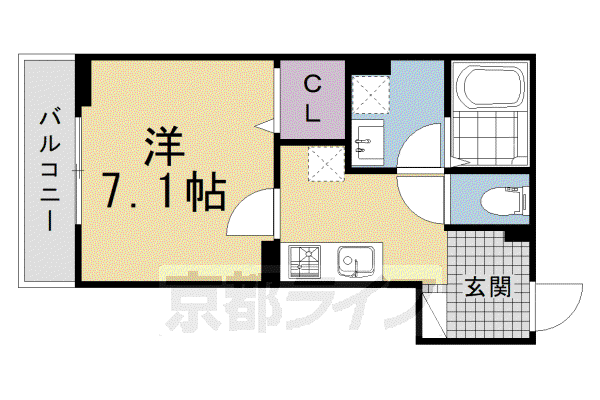 ヒカルサ京都大宮中林II(1K/2階)の間取り写真