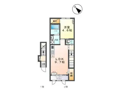 エクセルコート(1LDK/2階)の間取り写真