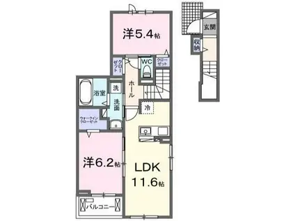 グランメゾンN(2LDK/2階)の間取り写真
