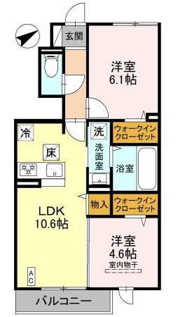 アルコバレーノX(2LDK/1階)の間取り写真