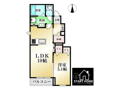 ラフォルテ III(1LDK/1階)の間取り写真