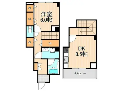 HONU OHAMA ホヌオハマ(1DK/2階)の間取り写真