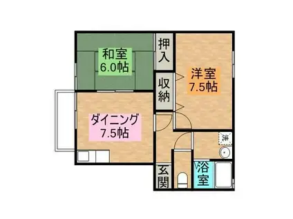 セジュールカメリア(2DK/1階)の間取り写真