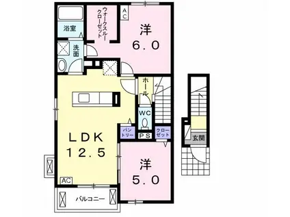 ボンヌ カリテ A(2LDK/2階)の間取り写真