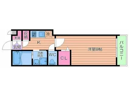 URBAN TERRACE ABENO(1K/1階)の間取り写真