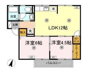 サンライズ光C棟(3DK/2階)の間取り写真