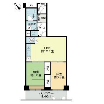 ニュー長町サンハイツ(2LDK/6階)の間取り写真