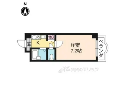 カルムリヴィエール(1K/4階)の間取り写真