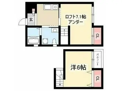 マーベラス柴田 A棟(1K/1階)の間取り写真