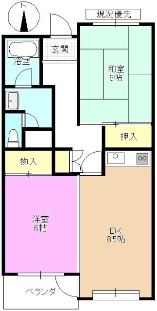 光ハイツ(2DK/3階)の間取り写真