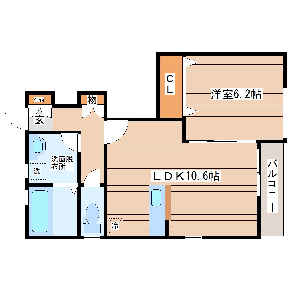 FERIO SHINDEN(1LDK/1階)の間取り写真