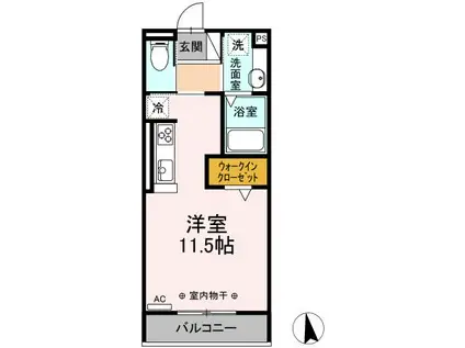 D-ROOM ノース(ワンルーム/2階)の間取り写真