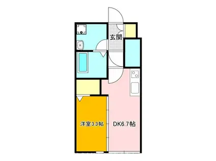 サンシティ直方(1DK/1階)の間取り写真