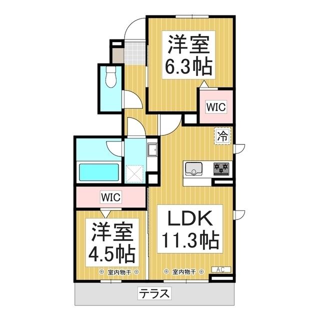 メゾン陣場(2LDK/1階)の間取り写真