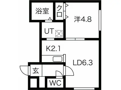 地下鉄南北線 平岸駅(札幌市営) 徒歩6分 4階建 築2年(1LDK/3階)の間取り写真