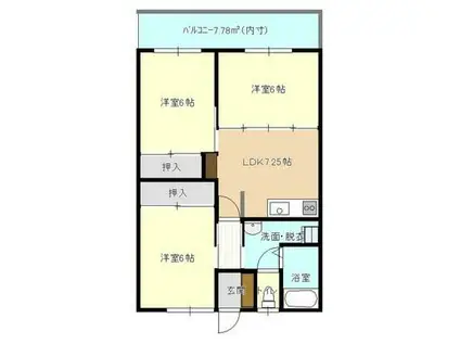 シティハイツ(3DK/4階)の間取り写真